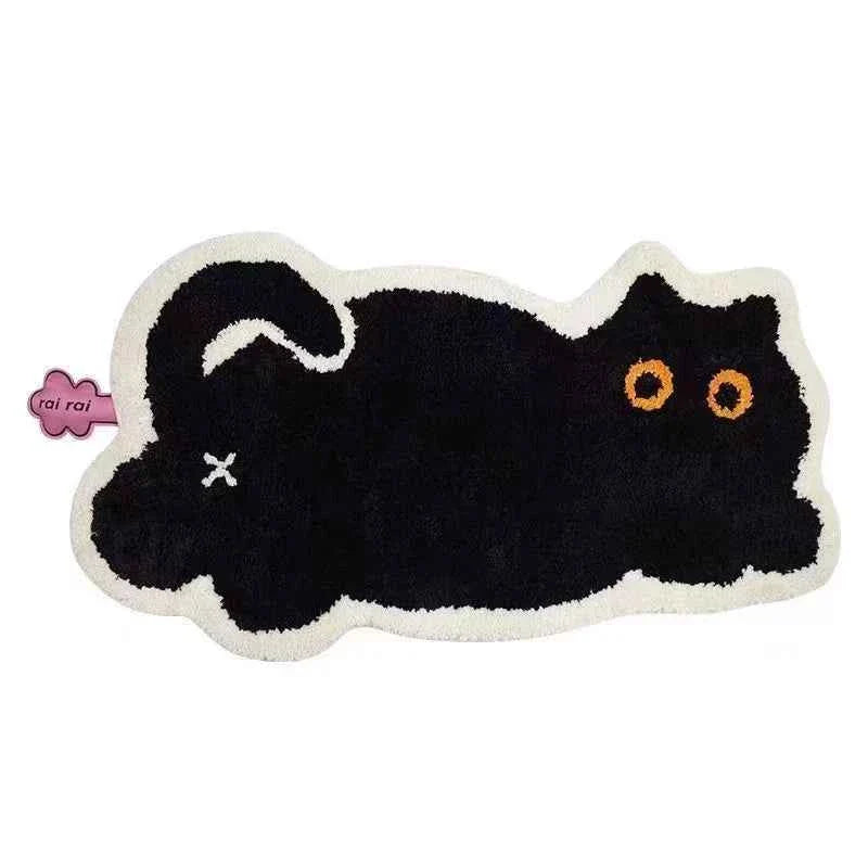 Black Cat Rug Cute Imitation Cashmere Family Bedroom Bed