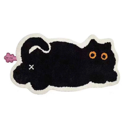Black Cat Rug Cute Imitation Cashmere Family Bedroom Bed