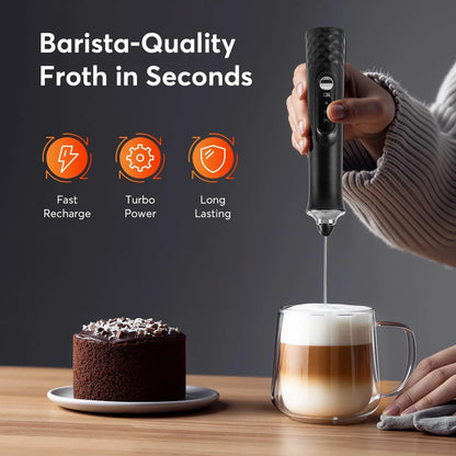 Milk Frother Wand Coffee Frother Handheld Foam Maker For Latte Rechargeable Electric Milk Frother Handheld Drink Mixer Gift Idea