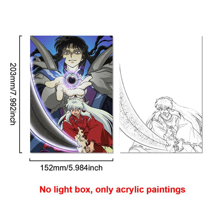 Anime Character Light Picture Frame, Inuyasha Character LED Light, Wall Decoration, Room Night Light, Gift, Moonlight Light