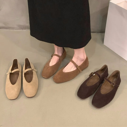 Bailamos 2024 Primavera Nueva Marca Zapatos Planos de Mujer Punta Redonda Poco Profundos sin Cordones Zapatos Casuales de Ballet de Cuero Suave Elegantes Zapatos de Vestir