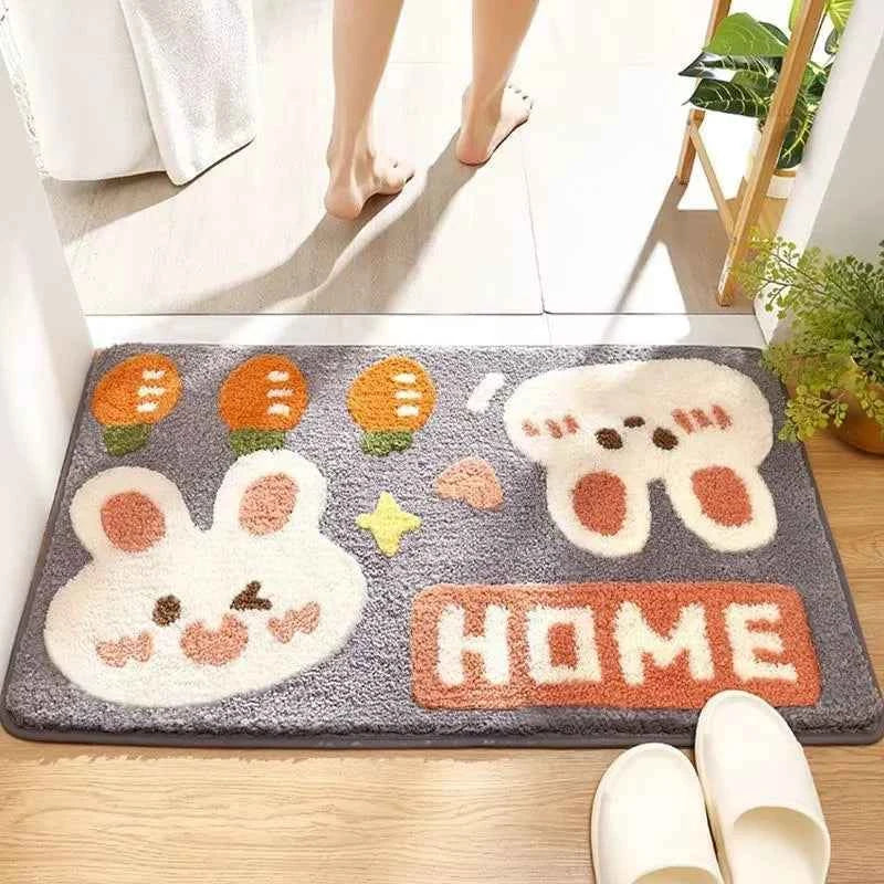 Cute Rabbit Carpet Bathtub Carpet Non-Slip Absorbent Mat