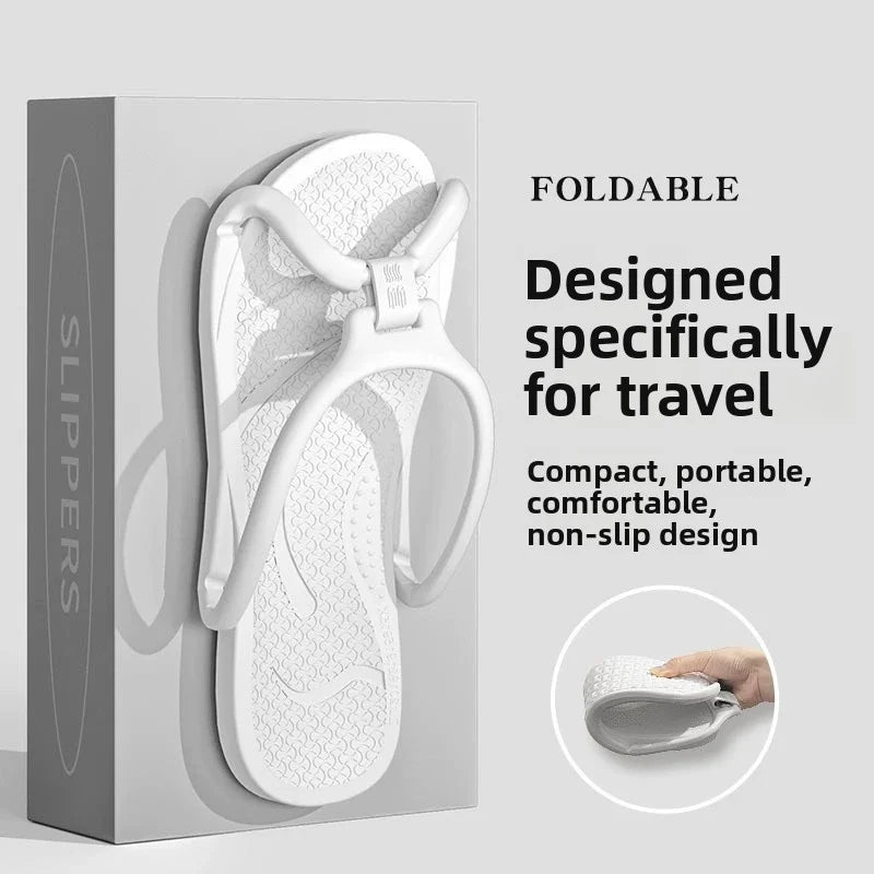 Foldable Travel Slippers Unisex EVA Flip Flops Hotel Non Slip Bathroom Indoor Outdoor Portable Lightweight Comfortable