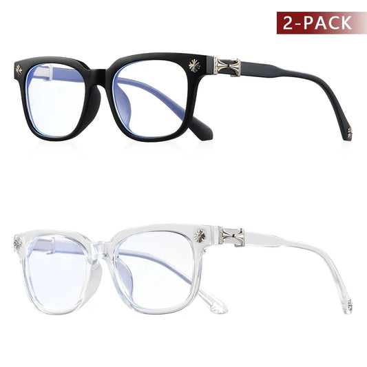 Gafas clásicas cuadradas unisex, una pieza, con filtro de luz azul, montura negra y transparente para ordenador