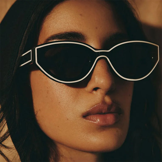 Nuevas gafas de sol de moda con polígonos para mujer, degradado vintage, color caramelo, estilo ojo de gato, marca de diseñador, gafas de viaje UV400