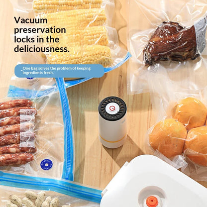 USB Charging Mini Handheld Vacuum Pump, Automatic Electric Food Vacuum Sealer for Fruit Meat Snack Storage with Vacuum Bags
