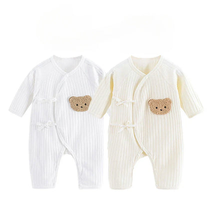 Somenie Infant Knitting Jumpsuit 100% Cotton Long Sleeve Romper One Piece Outfit for Boys & Girls Newborn Baby 4 Seasons Wear