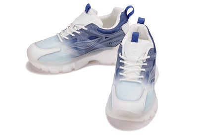 CALTO - S3861 - 2.6 Inches Taller (White/Navy) - Chunky Sole Sporty Sneakers