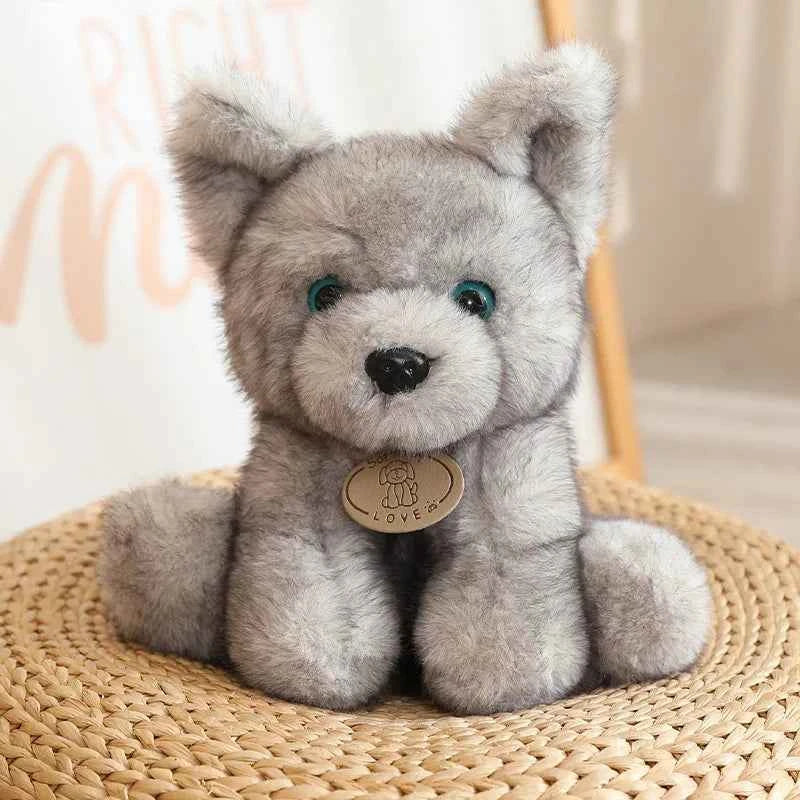 Realistic Husky Wolf Cub Plush Toy (8.7 in) - Soft Cuddly Stuffed Animal Gift