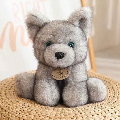 Realistic Husky Wolf Cub Plush Toy (8.7 in) - Soft Cuddly Stuffed Animal Gift