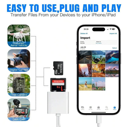 Lightning Type 2 In 1 OTG Card Reader to SD TF Memory Card Adapter For PC Laptop iPhone Multi Smart Cardreader No APP Requires