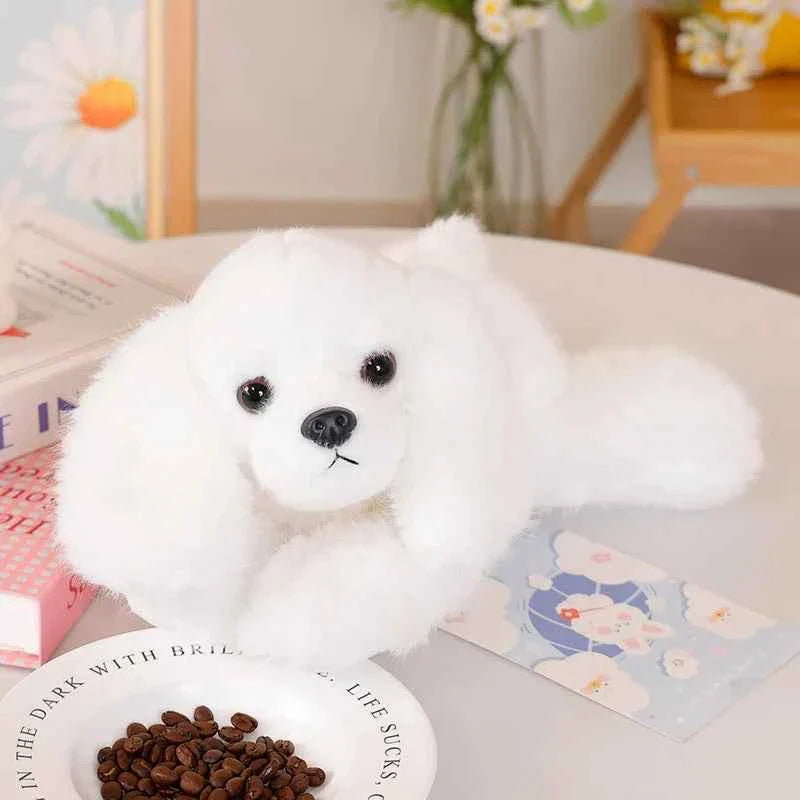 Kawaii Black Puppy Plush Toy (11.8 in) - Cute Lying Dog Soft Stuffed Pillow Gift