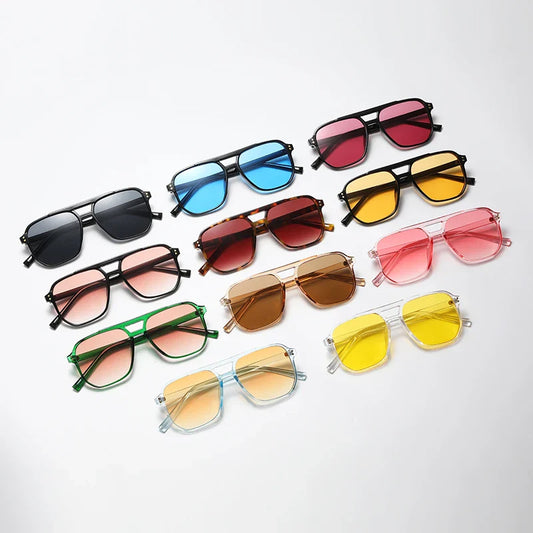 Gafas de piloto clásicas extragrandes antiluz para senderismo, para mujer, vintage, doble puente, gafas de sol ovaladas grandes, unisex, lentes amarillas