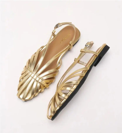 ZAROY Narrow Band Women Flat Sandals Large Size Designer Brand Banquet Wedding Shoes Summer Hollow Beach Gladiator Sandalias