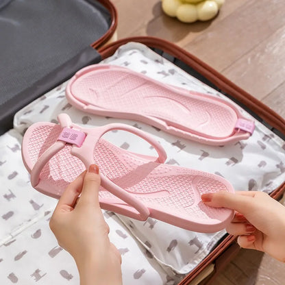 Foldable Travel Slippers Unisex EVA Flip Flops Hotel Non Slip Bathroom Indoor Outdoor Portable Lightweight Comfortable