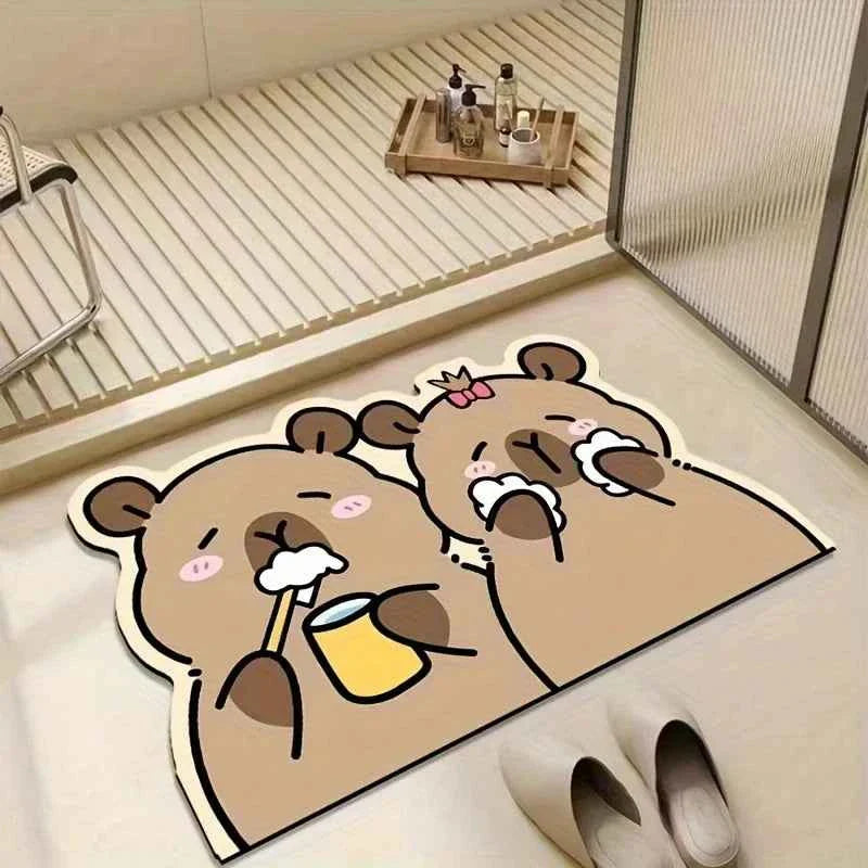 Cute Cartoon Bear Carpet Kitchen Rug Doormat Welcome Mat