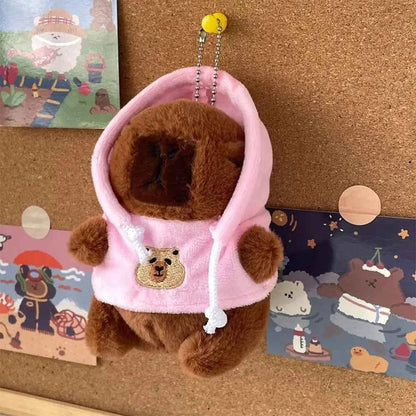 Cute 12cm Capybara Plush Toy: Hoodie, Wings & Keychain/Pendant Gift