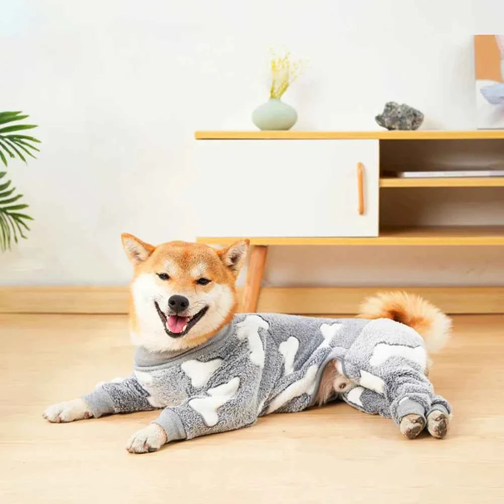 Fleece Dog Jumpsuit Pajamas – Warm Pet Overalls for Small to Large Dogs