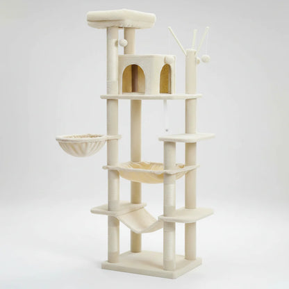 Extra Tall Cat Tree Tower – 6–7 ft Multi-Level Plush Condo with Scratching Posts