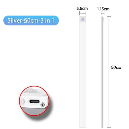 10-60cm Led Night Light Motion Sensor Under Cabinet Lights Thin Rechargeable Wireless Lamp for Kitchen Cabinet Bedroom Lighting