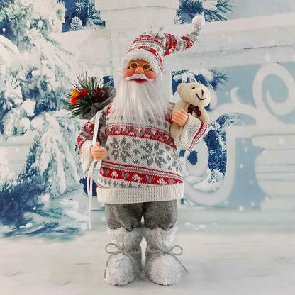 Cute 12 inch Sitting/Standing Santa Claus Figurine - Xmas Tree & Fireplace Decor