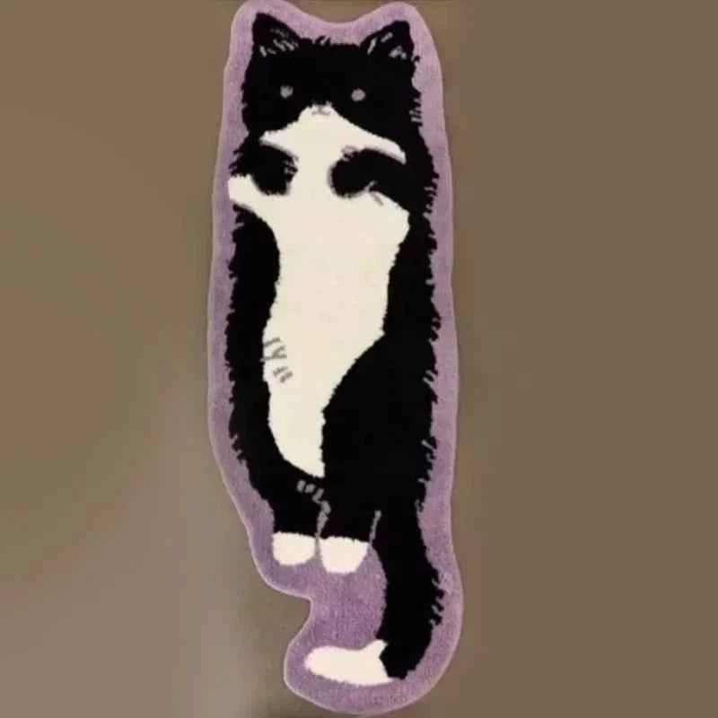 Cartoon Cat Rug - Warm Fuzzy Floor Mat Living Room Bedroom