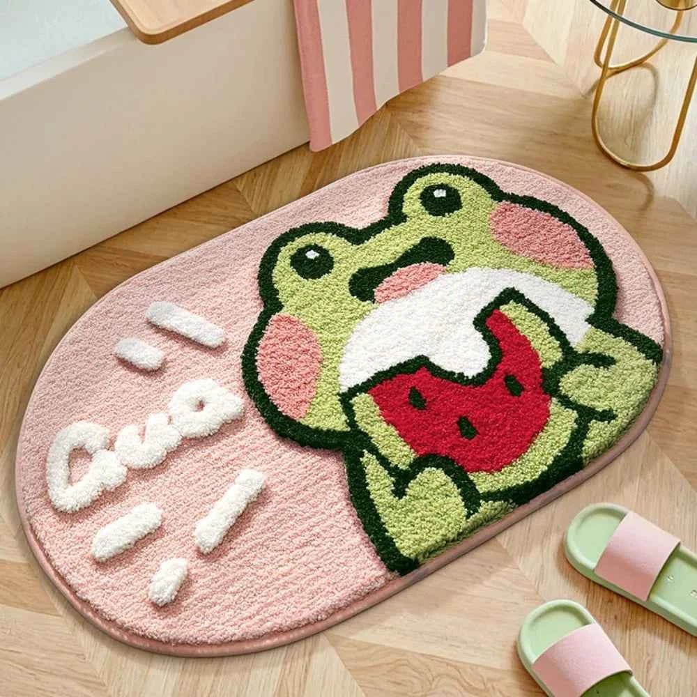 Cartoon Frog Entrance Carpet Absorbent Non Slip
