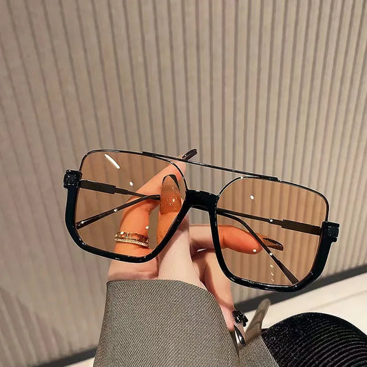 Gafas de sol oversize vintage moda hombre mujer, montura cuadrada, gafas de sol modernas, diseño de marca popular, protección UV400