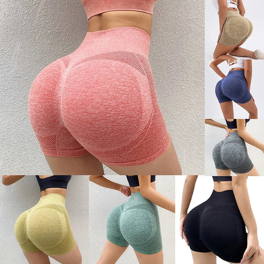 Pantalones cortos deportivos de verano de talle alto para mujer, ajustados, elásticos, de secado rápido, para gimnasio, push ups, ciclismo, footing, fitness y yoga