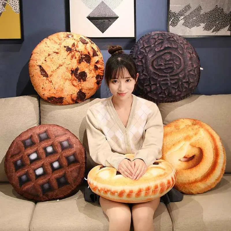 45cm (17.7") Cookie Plush Pillow – Cute Biscuit Cushion Soft Funny Sofa & Bed Decor Toy