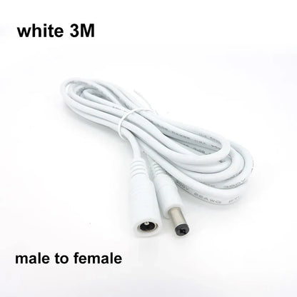 22awg 3A DC Male To male female Power supply Adapter white black cable Plug 5.5x2.1mm Connector wire 12V Extension Cords