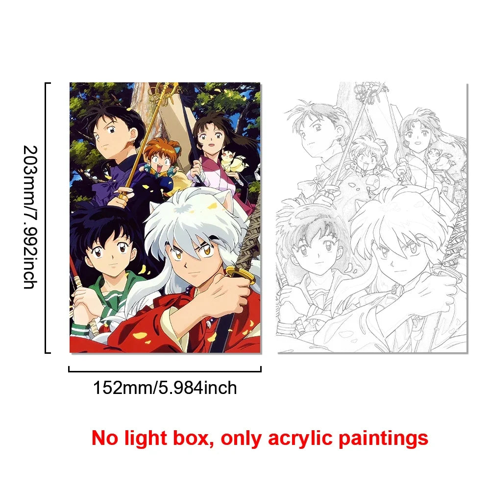 Anime Character Light Picture Frame, Inuyasha Character LED Light, Wall Decoration, Room Night Light, Gift, Moonlight Light