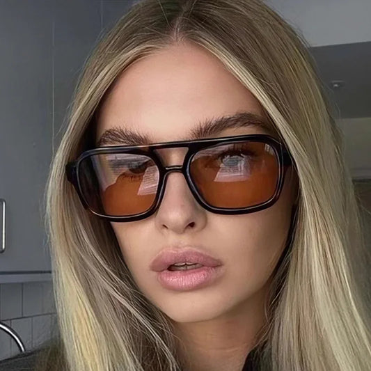 Gafas de senderismo y camping 2024, nuevas gafas retro de montura pequeña personalizada con doble haz anti-luz Y2K UV400, para exteriores, para mujer