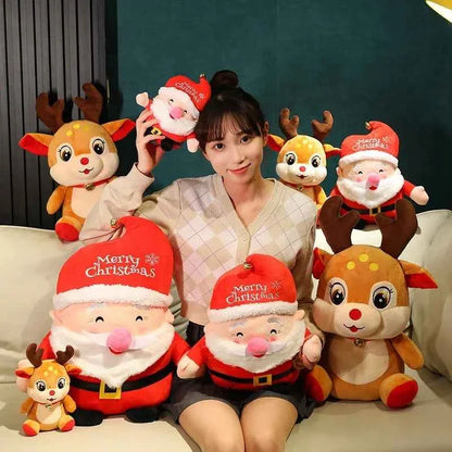 Cute Christmas Series Plush Doll (8-9 in) - Stuffed Santa, Snowman & Elk Toy