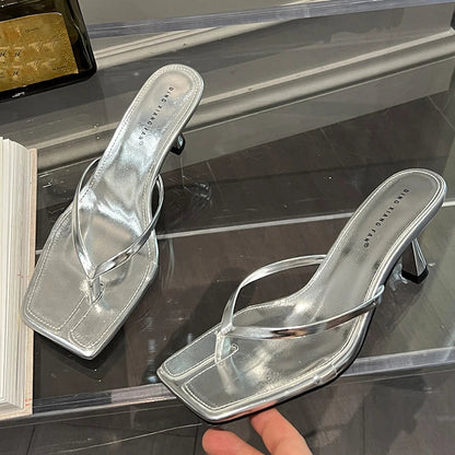 Female Summer Sexy Heels Sandals Slides Ladies Shoes Fashion Women Pumps Flip Flops Luxury High Heels Slippers Shoes