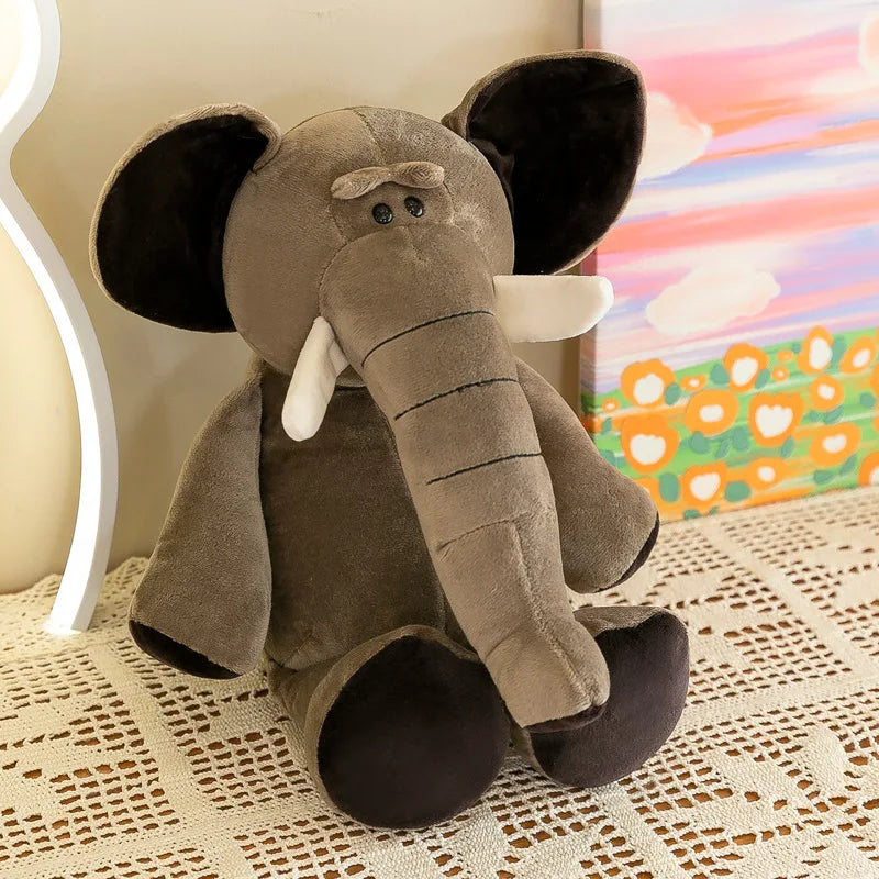 Stuffed Plush Animals Toys Soft Dolls Jungle Lion Elephant Tiger Dog Fox Monkey Deer Children Gift Kawaii Baby Kids Hobbie Toys