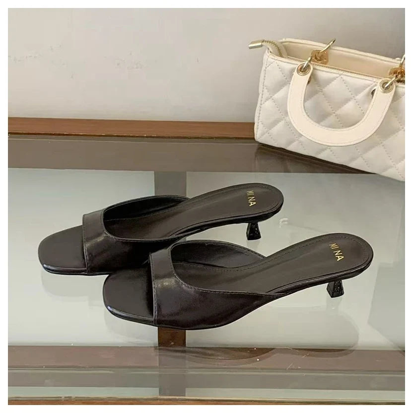2026 Fashion Sexy Thin High Heels Slides Women Open Toe Pumps Slip Sandal Female Slippers Mule Patent Leather Outdoor Flip Flops