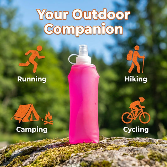Gourde pliable en silicone de 150ml/250ml/500ml avec valve à morsure, portable pour la course, le camping, la randonnée et les voyages