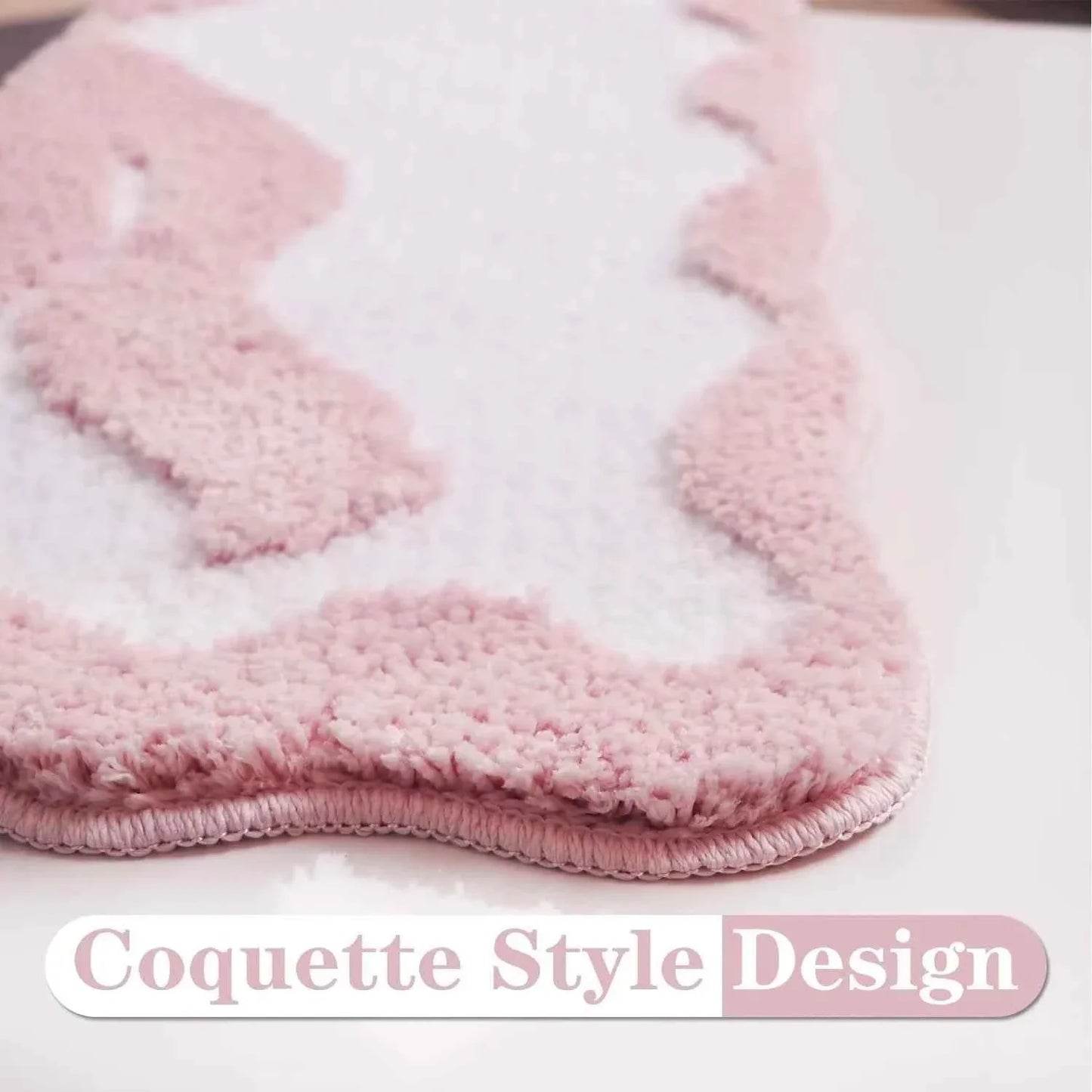 Pink Bow Bath Mat Bathroom Cute Preppy Rugs Scalloped