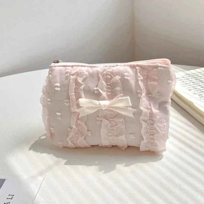 Cute Lace Bow Coin Purse Portable Cosmetic Storage Bag Key