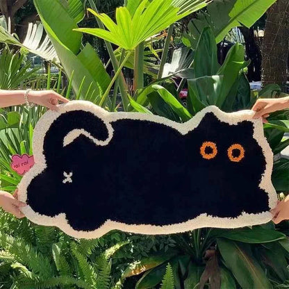 Black Cat Rug Cute Imitation Cashmere Family Bedroom Bed