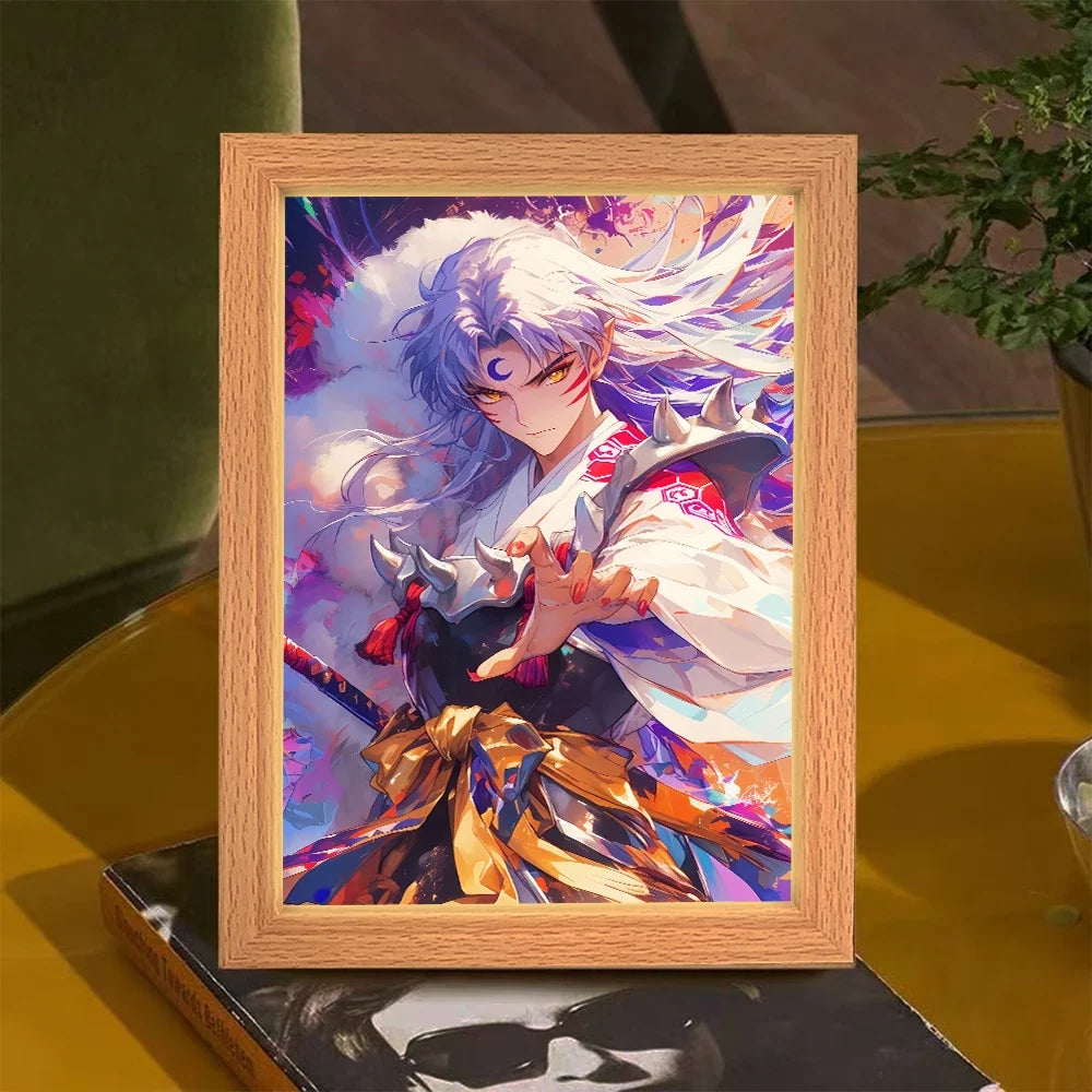 Anime Character Light Picture Frame, Inuyasha Character LED Light, Wall Decoration, Room Night Light, Gift, Moonlight Light