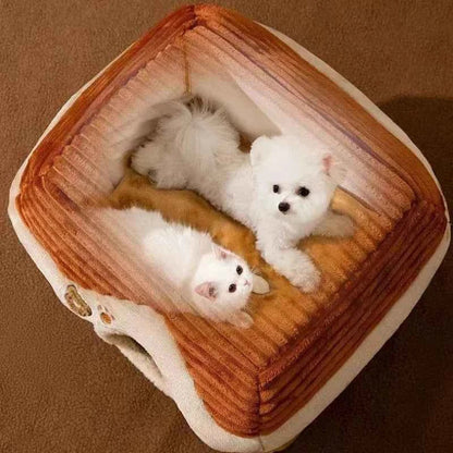 Kawaii Foldable Pet Castle House (Up to 19.3 in) - Soft Detachable Washable Cat Cave Nest