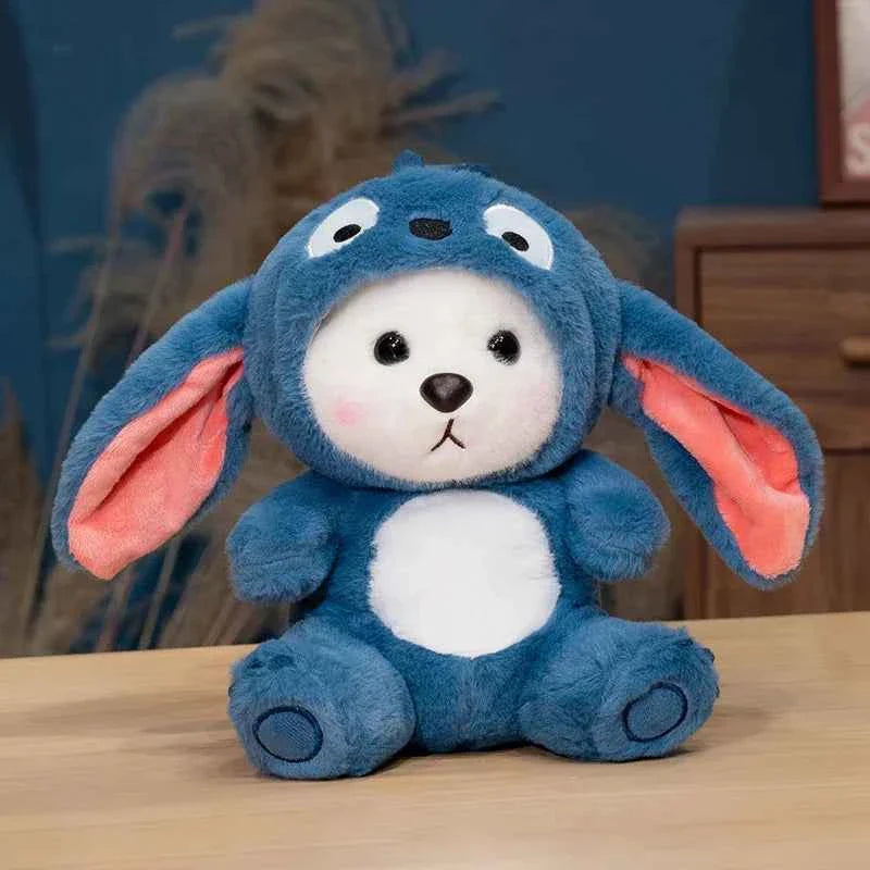 Kawaii White Bear Plush Toy (9.8 in) - Transforms into Pikachu/Stitch Soft Doll Gift