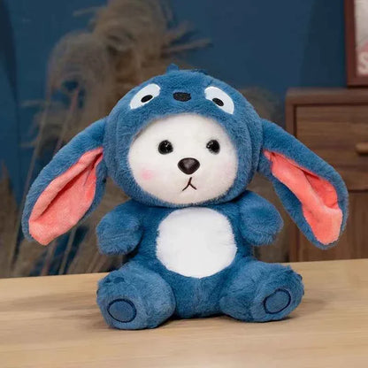 Kawaii White Bear Plush Toy (9.8 in) - Transforms into Pikachu/Stitch Soft Doll Gift