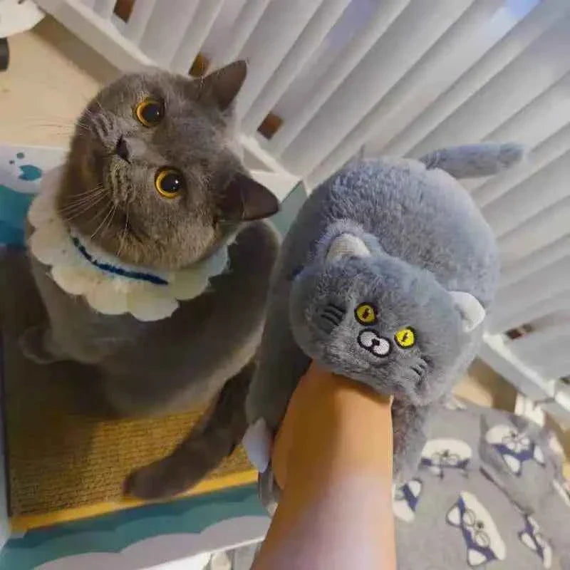Cuddly Hug Cat Slippers Women Winter Home Fur Slides Kawaii