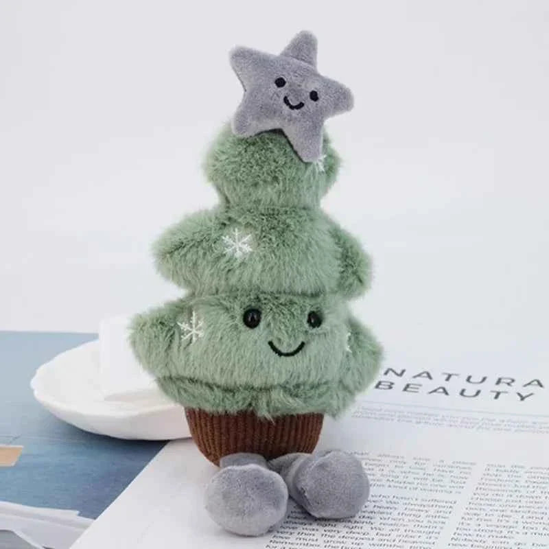 Adorable Christmas Plush Keychain (4 in) - Tree, Star, Moon & Gingerbread Doll Bag Pendant Gift