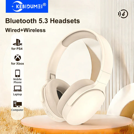 Auriculares Bluetooth 5.3 KEBIDUMEI Auriculares gaming Modo dual Auriculares inalámbricos TWS Plegables con reducción de ruido Auriculares de música