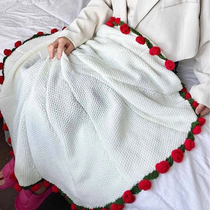 Flower Bouquet Blanket – Soft Lightweight Knitted Throw for Birthday, Wedding & Valentine Gift