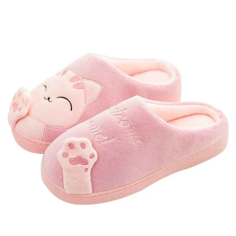Women's Kawaii Cat Decor Slippers Comfortable Plush Lined